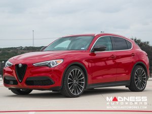 Alfa Romeo Stelvio Front V Shield Grill Frame + Emblem Frame Kit - Carbon Fiber - Feroce Carbon